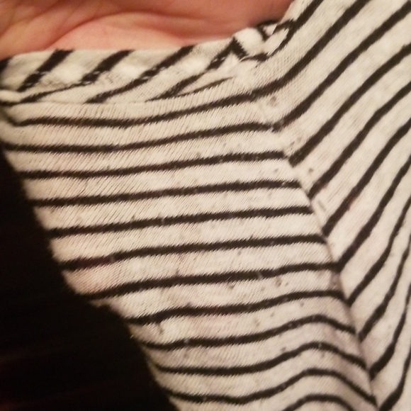 Anthropologie white/black striped vneck  top - Picture 6 of 7